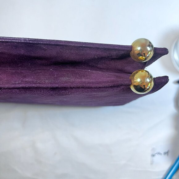 Vtg Stuart Weitzman Spain Burgundy Purple Suede Evening Shoulder Bag Purse Clutc - Picture 5 of 9